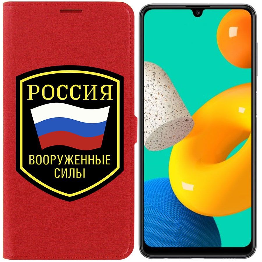 фото Чехол krutoff eco book для samsung galaxy m32 (m325) вооруженные силы рф (красный)