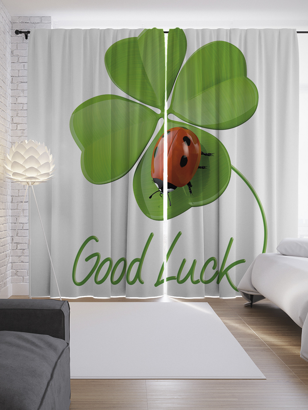 

Шторы JoyArty с фотопечатью "Удача от божьей коровки" из сатена, 290х265 см, Удача от божьей коровки