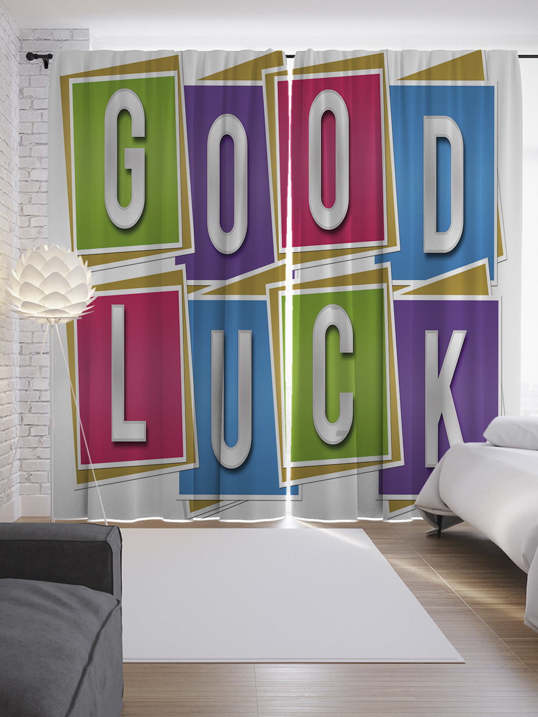 

Шторы JoyArty с фотопечатью "Буквы на карточках" из сатена, 290х265 см, Буквы на карточках