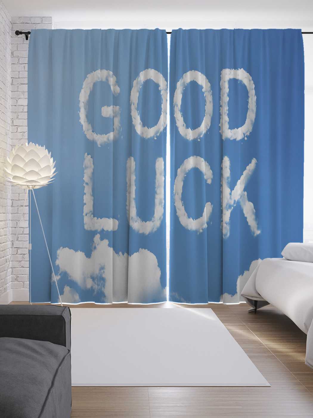 фото Шторы joyarty с фотопечатью "пожелание удачи" из сатена, 290х265 см