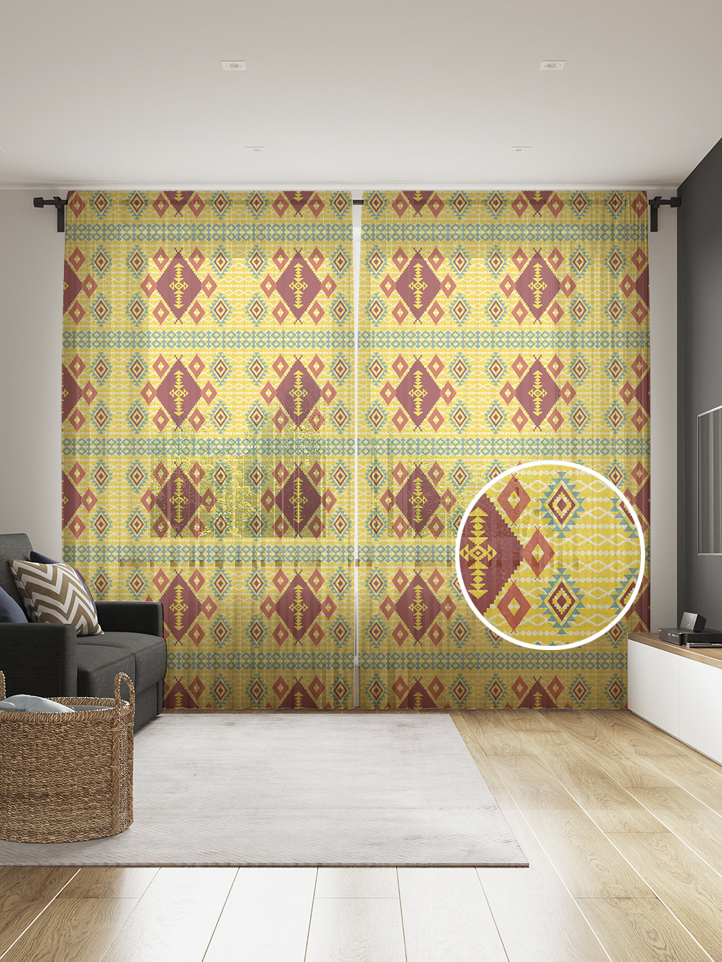 

Фототюль JoyArty "Орнамент с полосами", 145x265см, 2 полотна, лента, 50 крючков, Орнамент с полосами