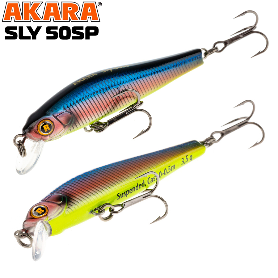 

Воблер Akara Sly 50SP 3,5 гр 1/8 oz 2,0 in A79, Разноцветный, Sly