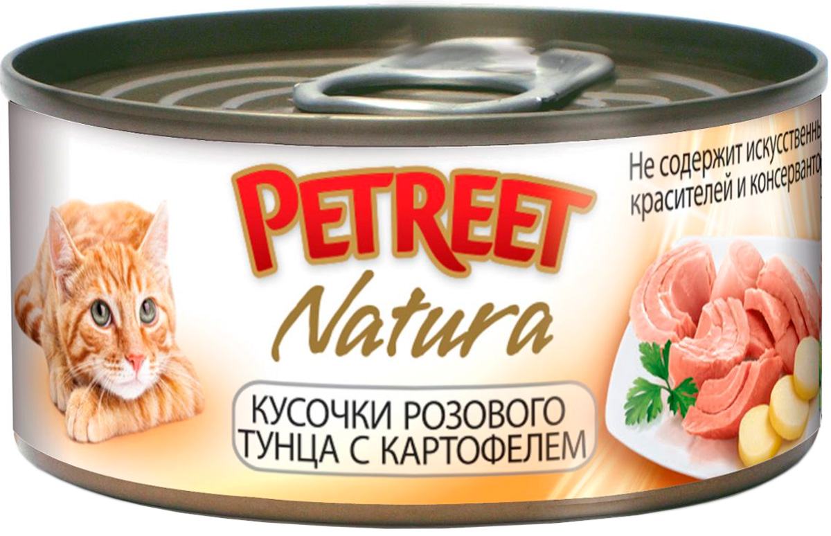 фото Влажный корм для кошек petreet natura , с тунцом и картофелем, 12шт, 70г