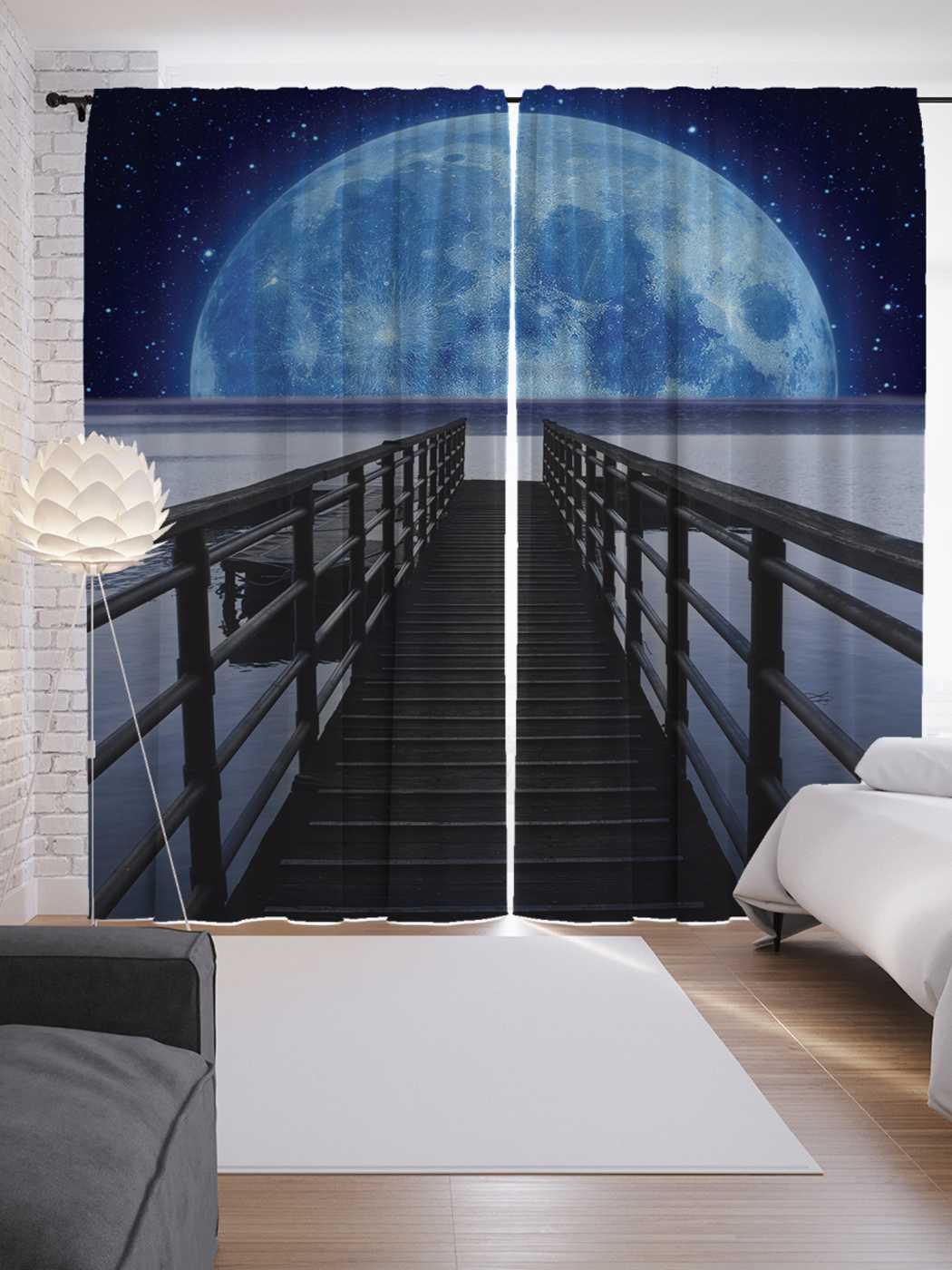 фото Шторы joyarty с фотопечатью "лунный купол" из сатена, 290х265 см