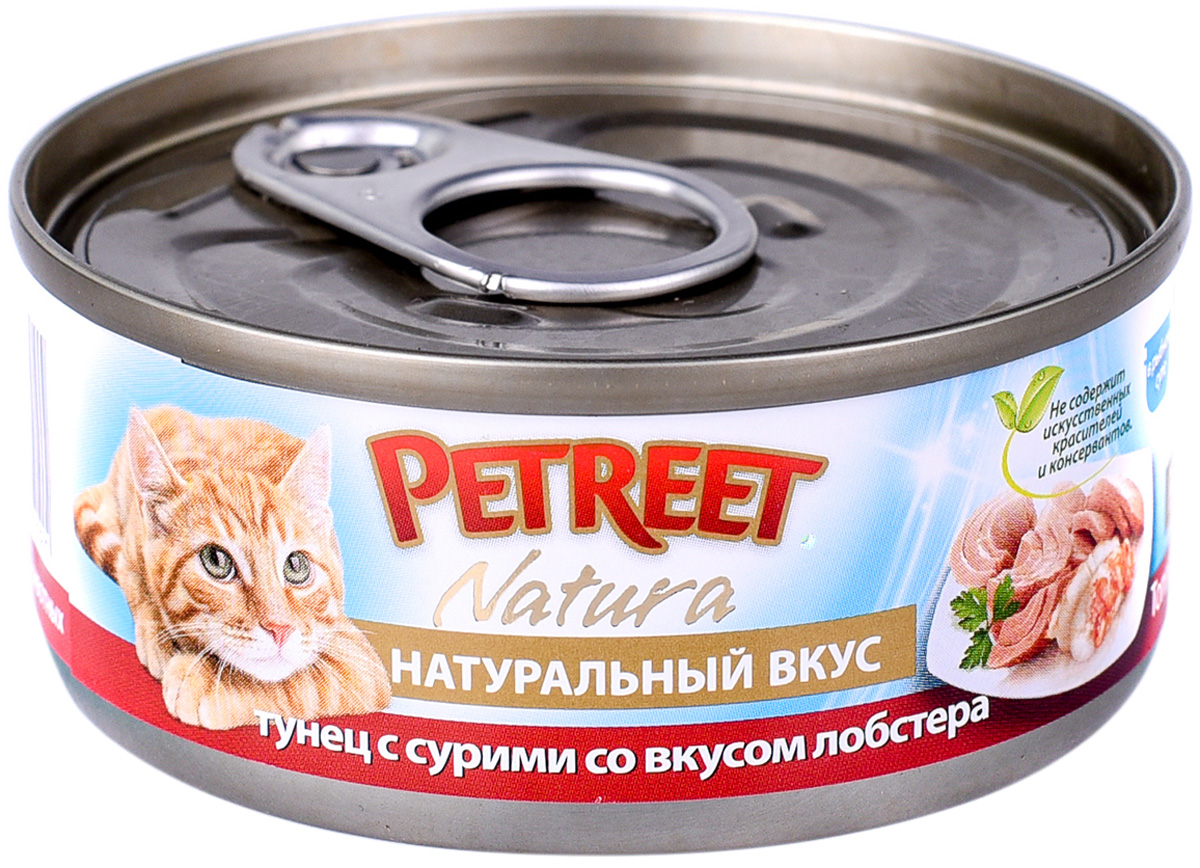 фото Влажный корм для кошек petreet natura , с тунцом и сурими, 12шт, 70г