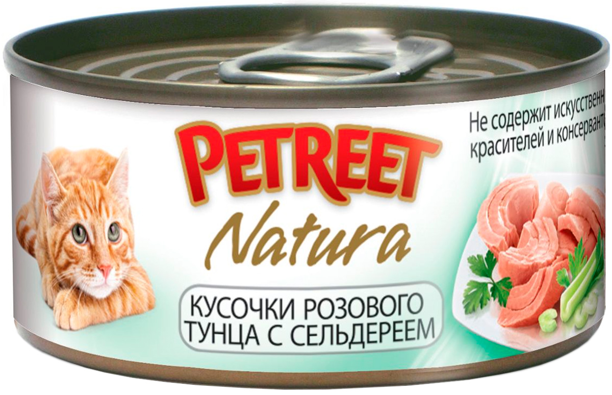 

Влажный корм для кошек Petreet Natura , с тунцом и сельдереем, 12шт, 70г