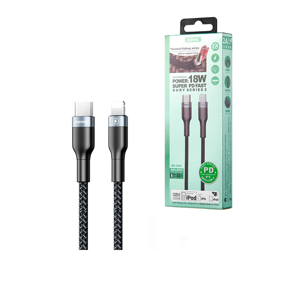 

Дата-кабель Type-C универсальный Lightning Remax RC-009 (PD) (черный)