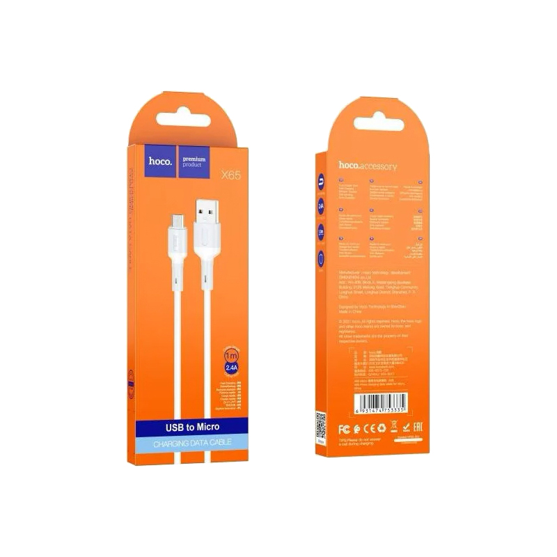 

Дата-кабель USB универсальный MicroUSB Hoco X65 (белый)