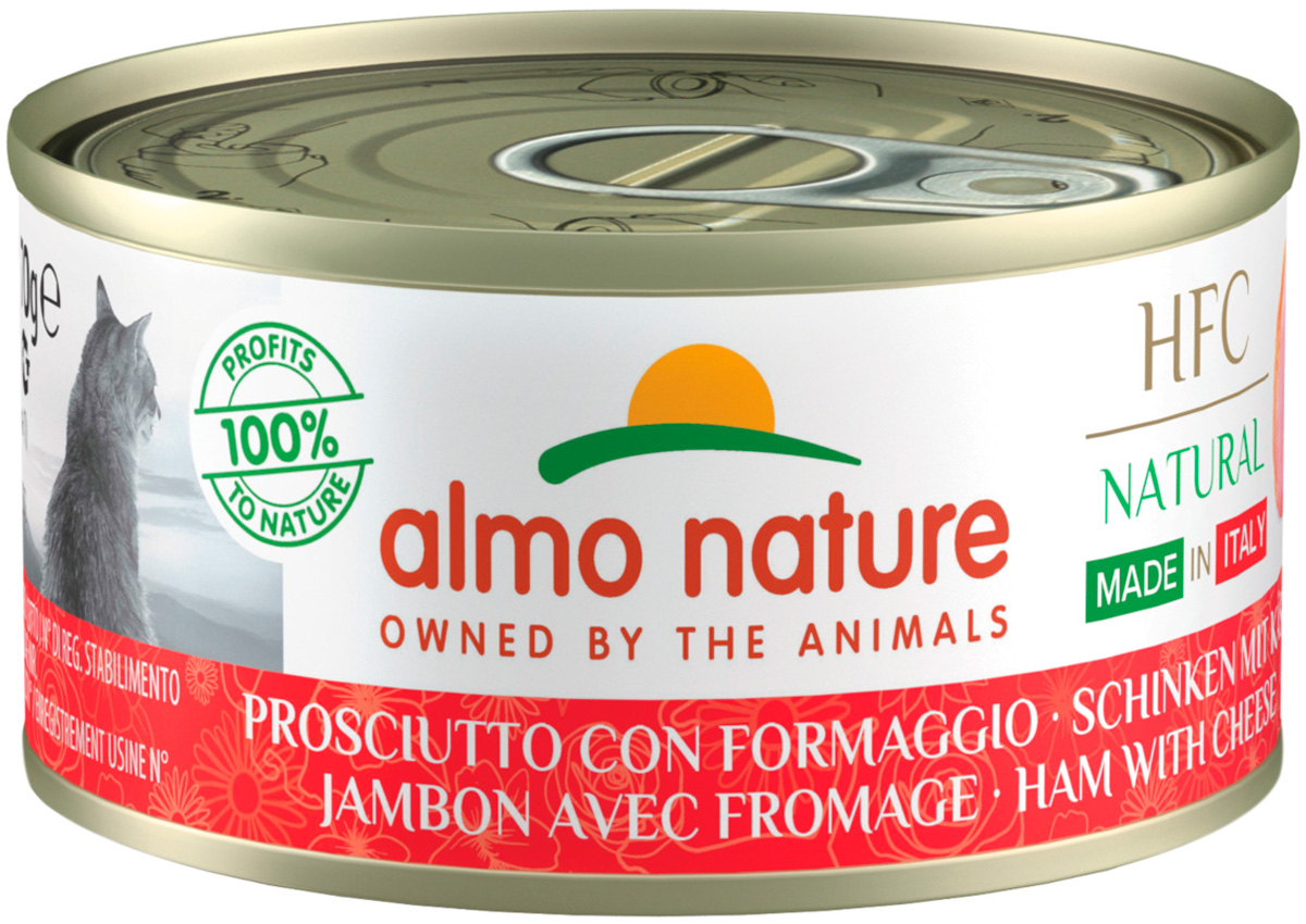 фото Влажный корм для кошек almo nature итальянские рецепты, беззерновой, ветчина, сыр, 70г