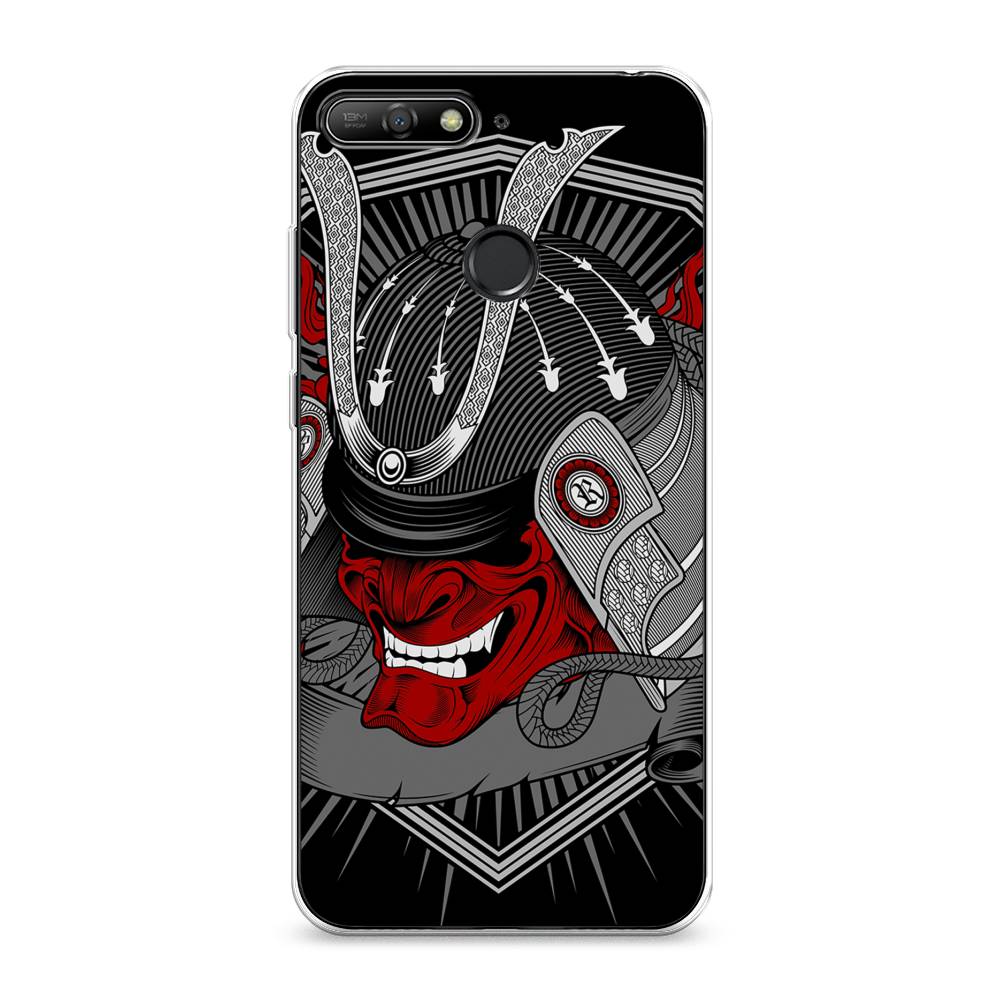 

Чехол на Honor 7C "Красная маска самурая", Белый;красный;черный, 65750-4