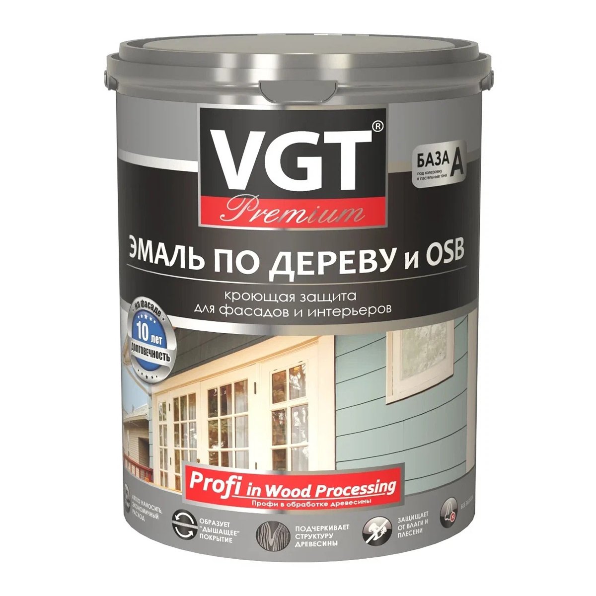 Эмаль по дереву и OSB VGT Premium, 1 кг, стальная серая