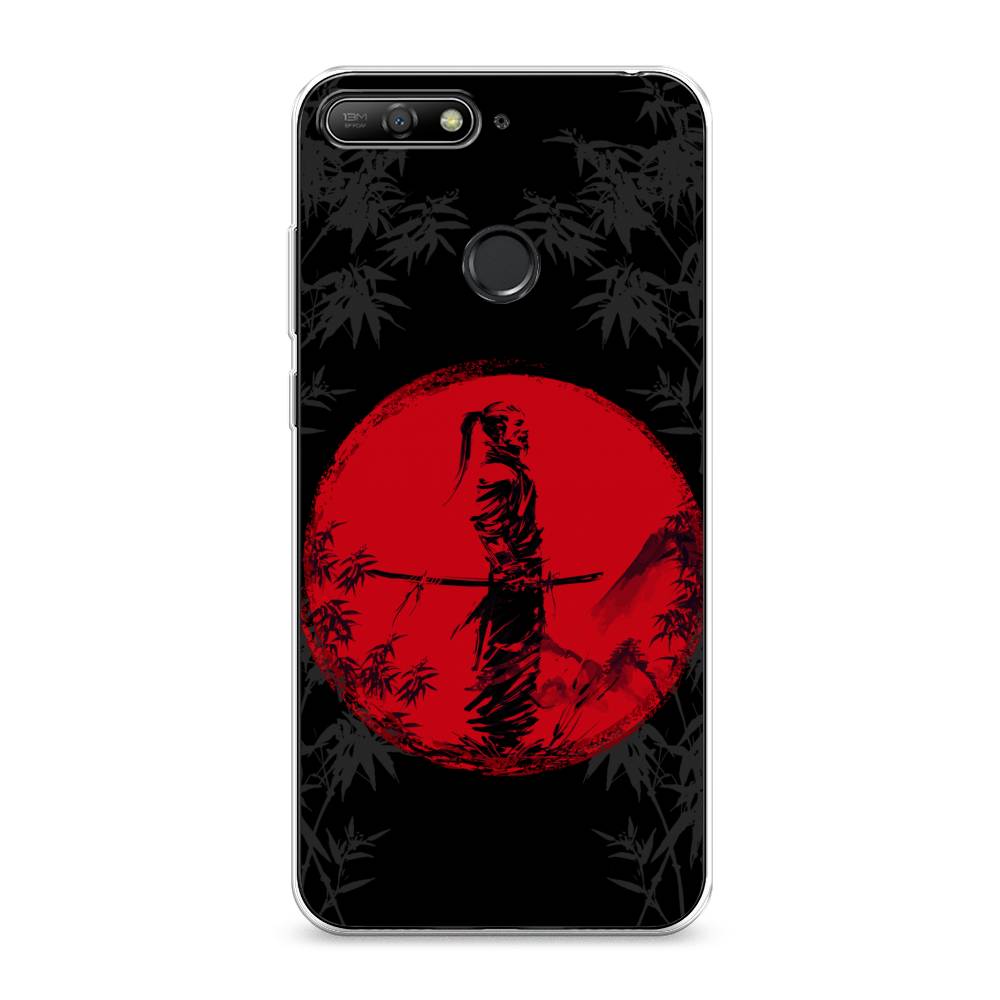 

Чехол на Honor 7C "Самурай на красном фоне", Черный;красный;серый, 65750-4