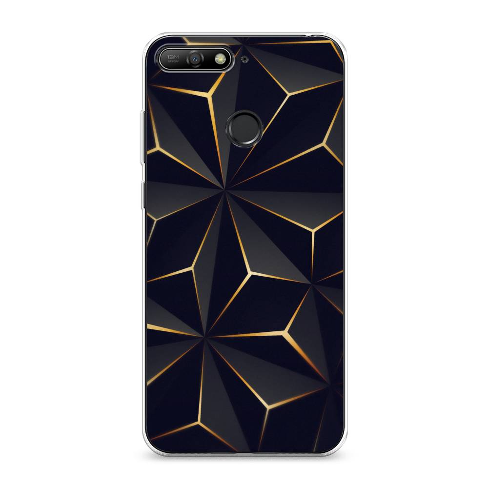 

Чехол на Honor 7C "Черные полигоны", Золотистый;черный, 65750-3