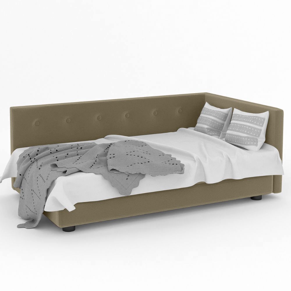 Тахта ФОКУС-МФ Лира правая 130х210х76 см серо-коричневый, 35426