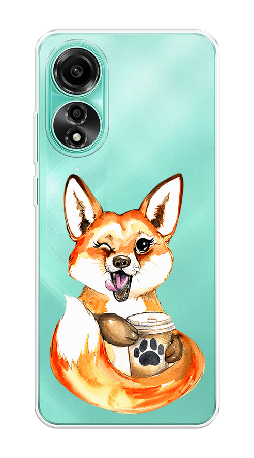 

Чехол на Oppo A78 4G "Подмигивающая лиса с кофе", Оранжевый;белый;коричневый, 2514750-1