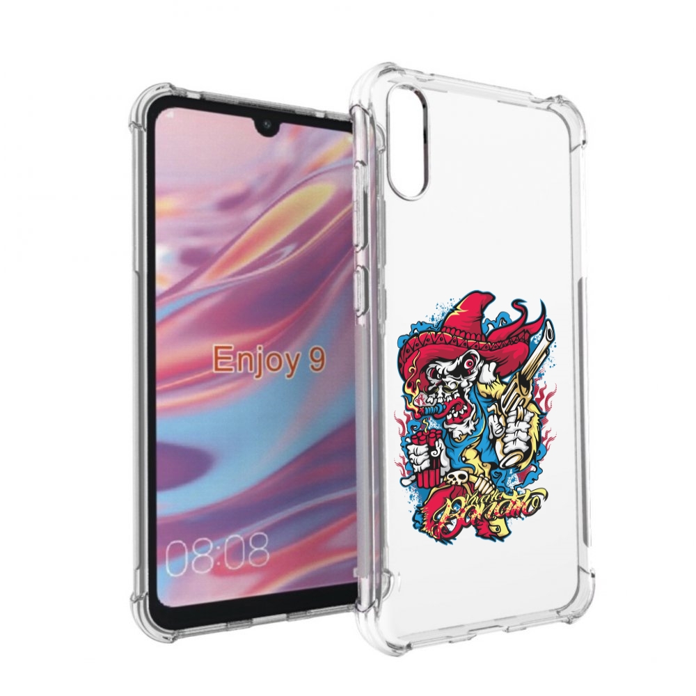 

Чехол бампер MyPads нарисованный скелет с писталетом для Huawei, Прозрачный, Tocco