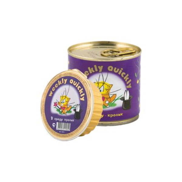

Влажный корм для кошек Weekly-Quickly профилактика МКБ , кролик, 20шт, 100г, кролик, 20шт, 100г