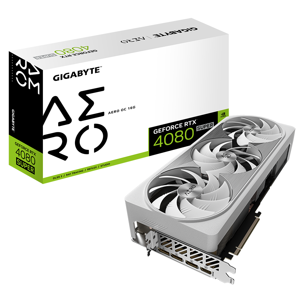 

Видеокарта GIGABYTE GeForce RTX 4080 SUPER AERO OC (GV-N408SAERO OC-16GD), Белый, GeForce RTX 4080 SUPER AERO OC