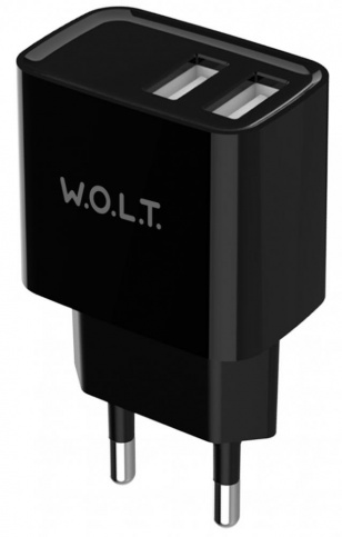 

CЗУ W.O.L.T. TCR-002, 2xUSB, 2А, черный
