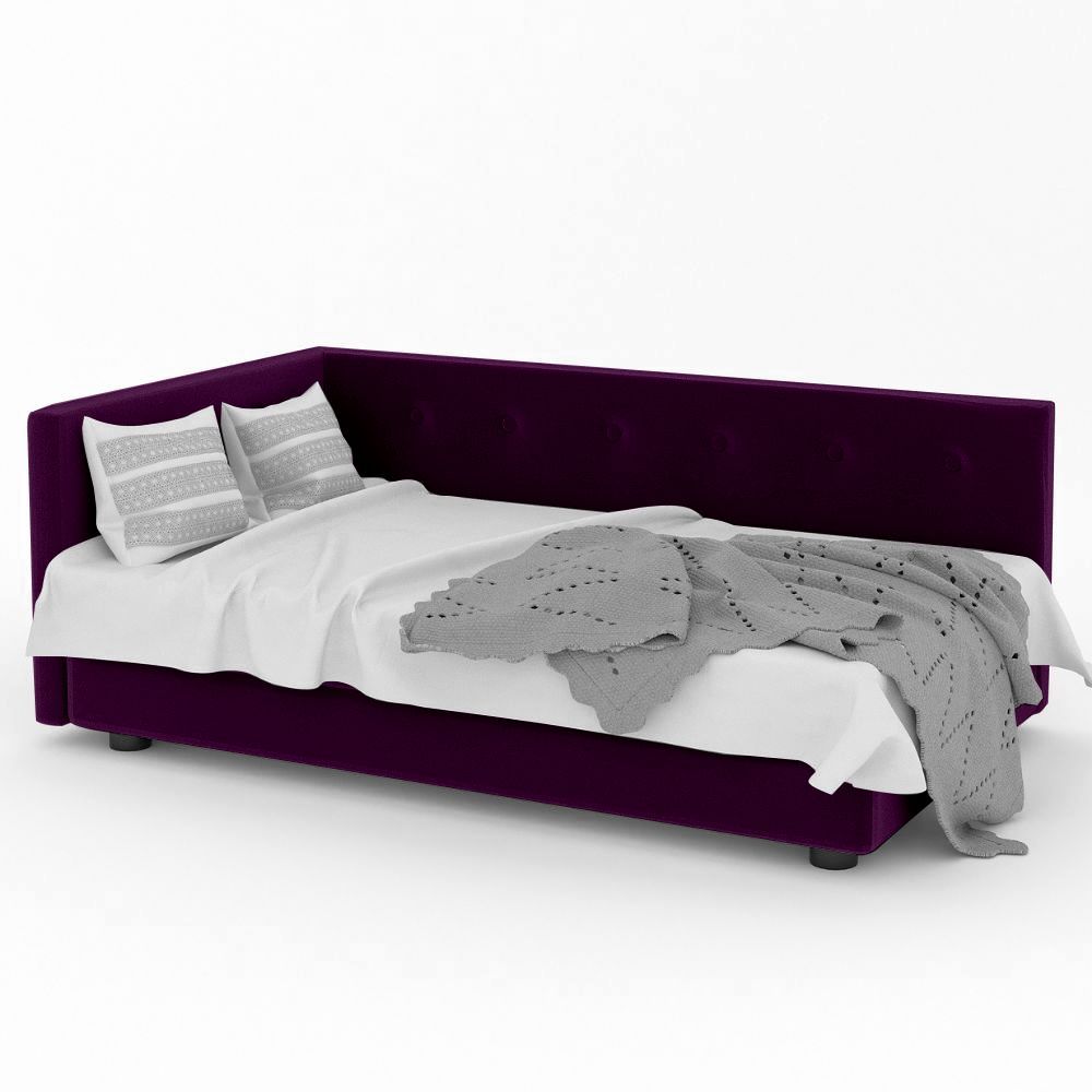 Тахта ФОКУС-МФ Лира левая 130х210х76 см баклажан, 35479