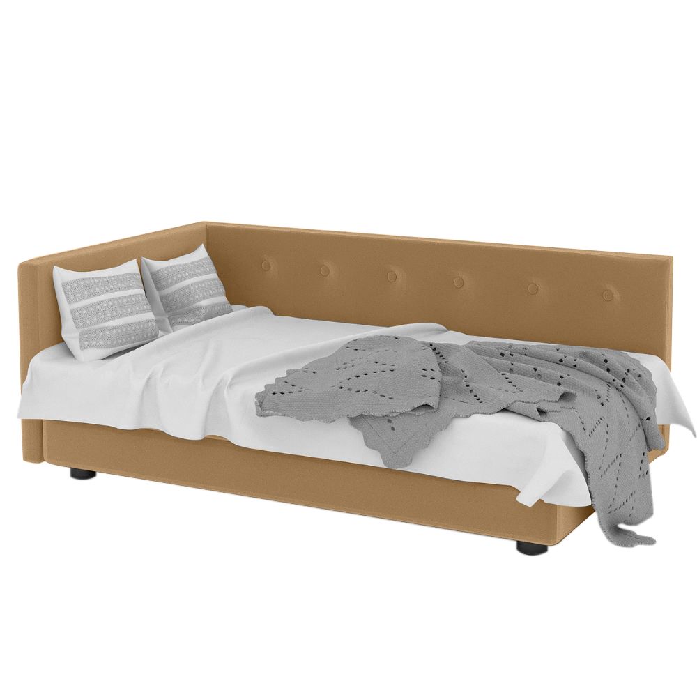 Тахта ФОКУС-МФ Лира левая 130х210х76 см бежевый микровелюр, 36400