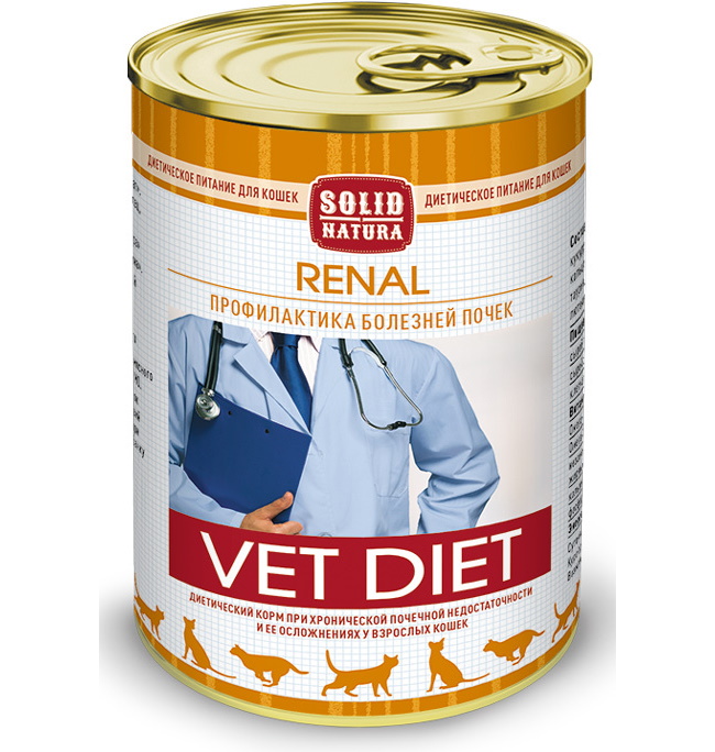 фото Влажный корм для кошек solid natura vet diet renal , курица, 12шт, 340г