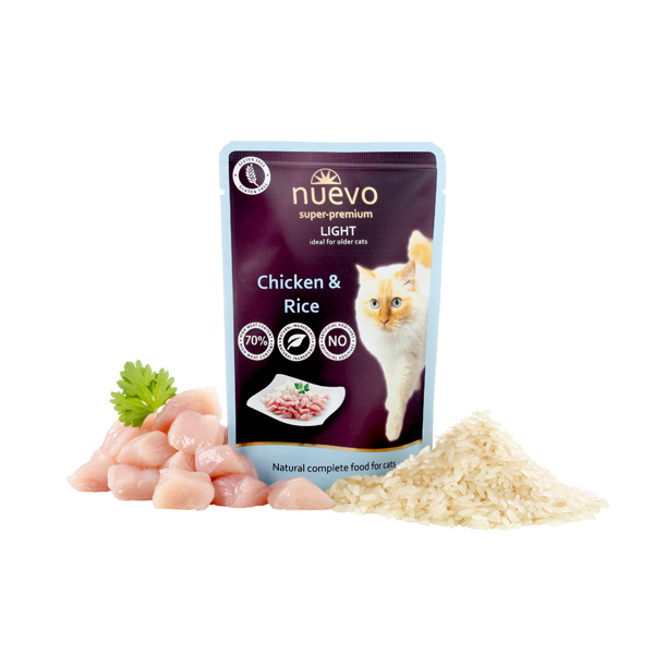 

Влажный корм для кошек Nuevo Light , курица, рис, 16шт, 85г, Light