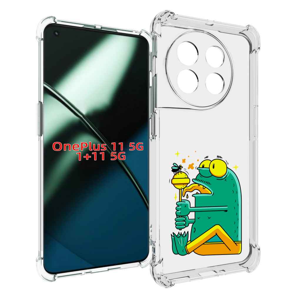 

Чехол MyPads Зеленая лягушка с чупа чупсом для OnePlus 11, Прозрачный, Tocco