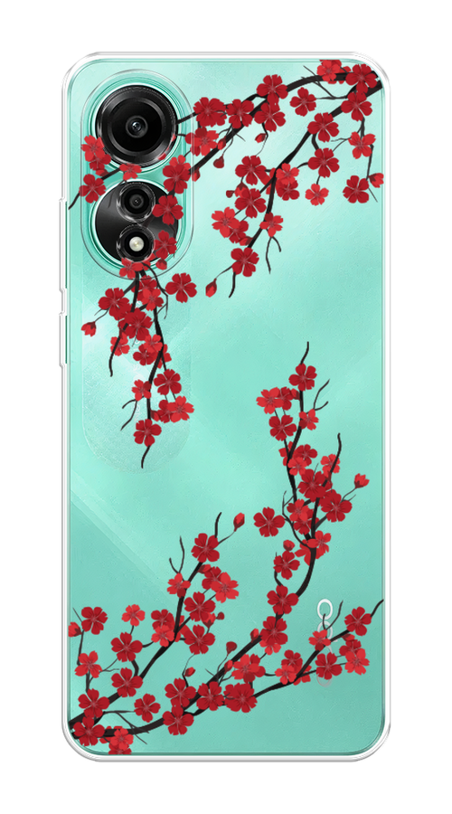 

Чехол на Oppo A78 4G "Красная сакура", Красный;черный, 2514750-1