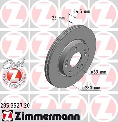 

Тормозной диск ZIMMERMANN 285.3527.20