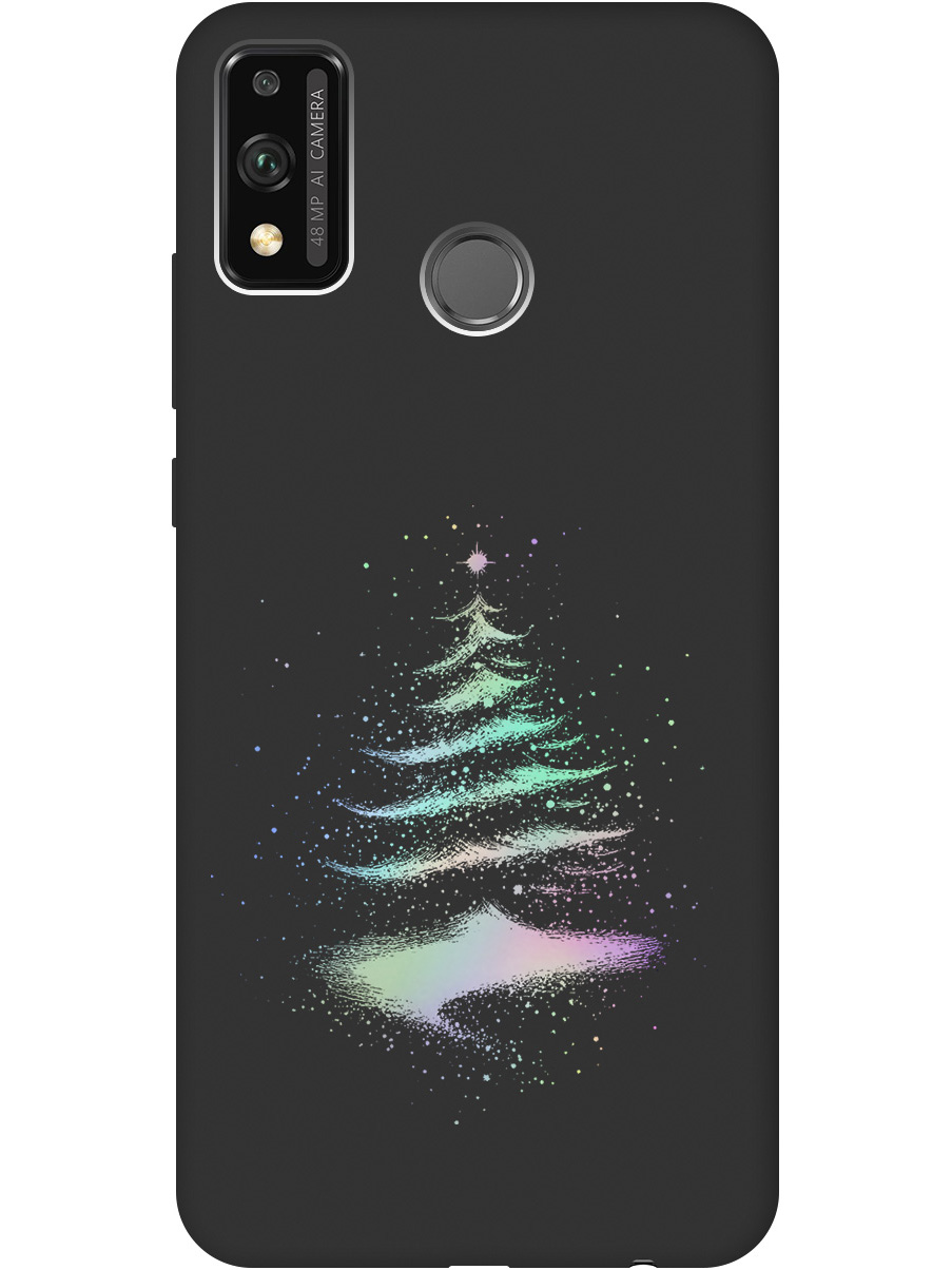 

Силиконовый чехол на Honor 9X Lite с принтом "Елочка" матовый черный, Черный;серебристый, 723565441
