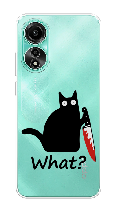 

Чехол на Oppo A78 4G "Котик с ножом", Черный;красный, 2514750-1
