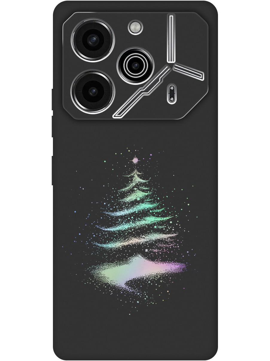 

Силиконовый чехол на Tecno Pova 6 Pro с принтом "Елочка" матовый черный, Черный;серебристый, 781971041