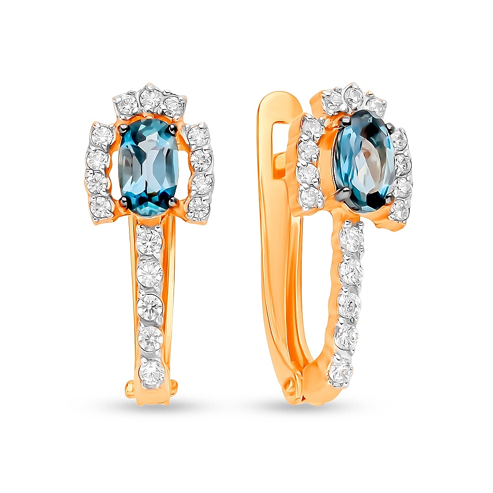 

Серьги из красного золота 585Gold 202008034, топаз/фианит, 202008034