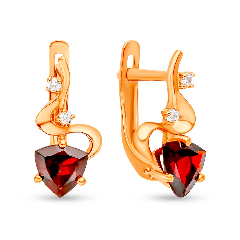 

Серьги из красного золота 585Gold 202008080, гранат/фианит, 202008080