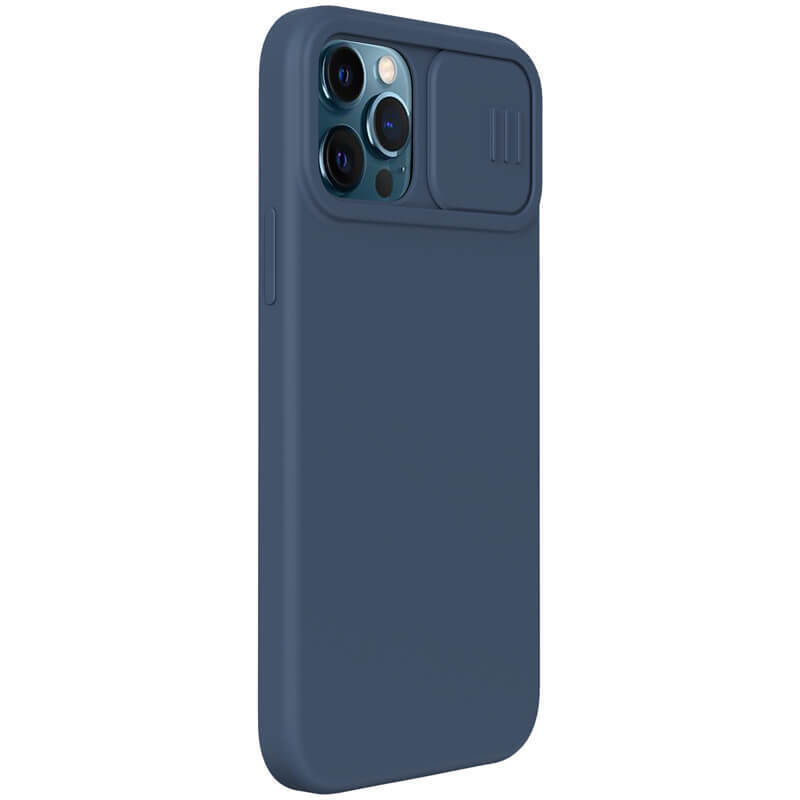 фото Накладка nillkin camshield silky magnetic silicone case для iphone 12 pro max (синий)