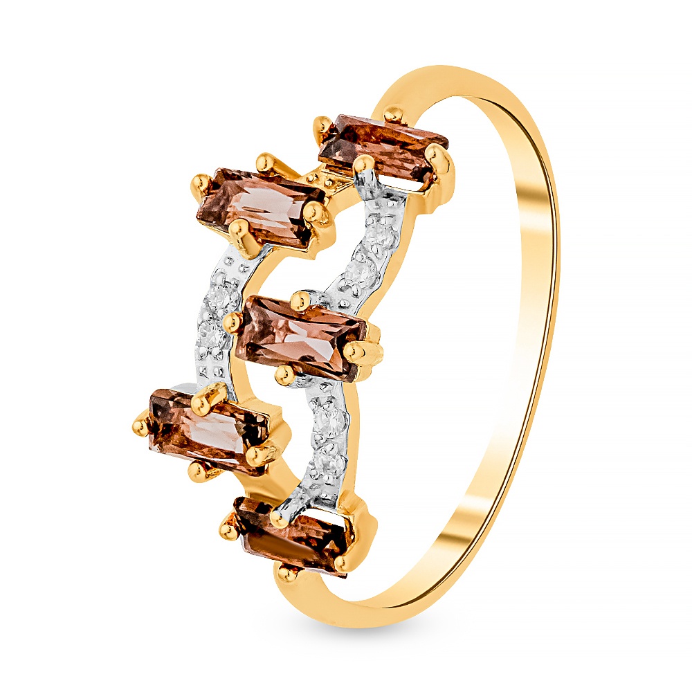 

Кольцо из золота р. , 585Gold 201013199, раухтопаз\фианит, 201013199