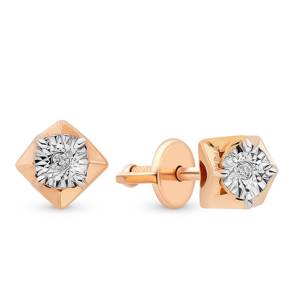 

Серьги пусеты из красного золота 585Gold 102007133, бриллиант, 102007133