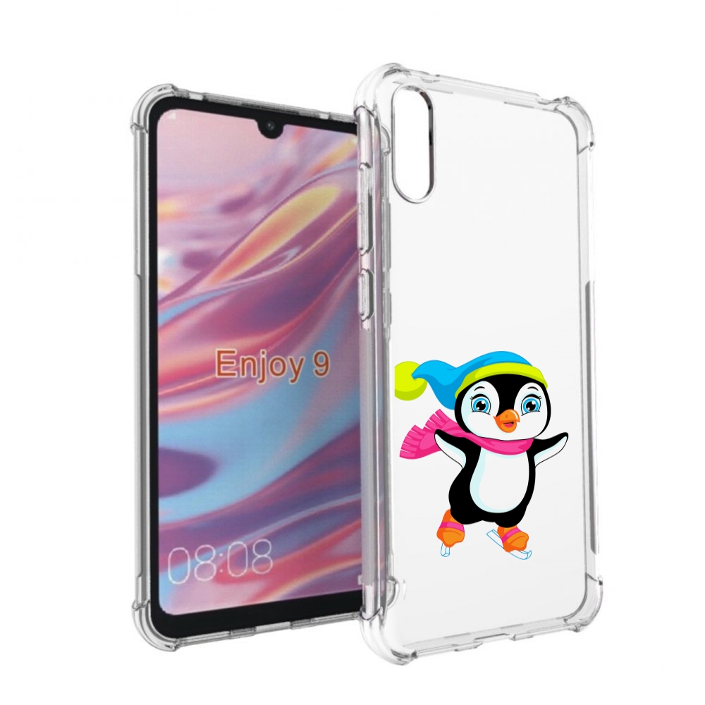 Чехол бампер MyPads пингвин на коньках для Huawei Enjoy 9.