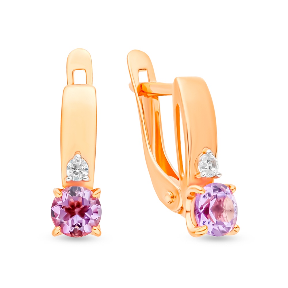 

Серьги из красного золота 585Gold 202008106, аметист/фианит, 202008106