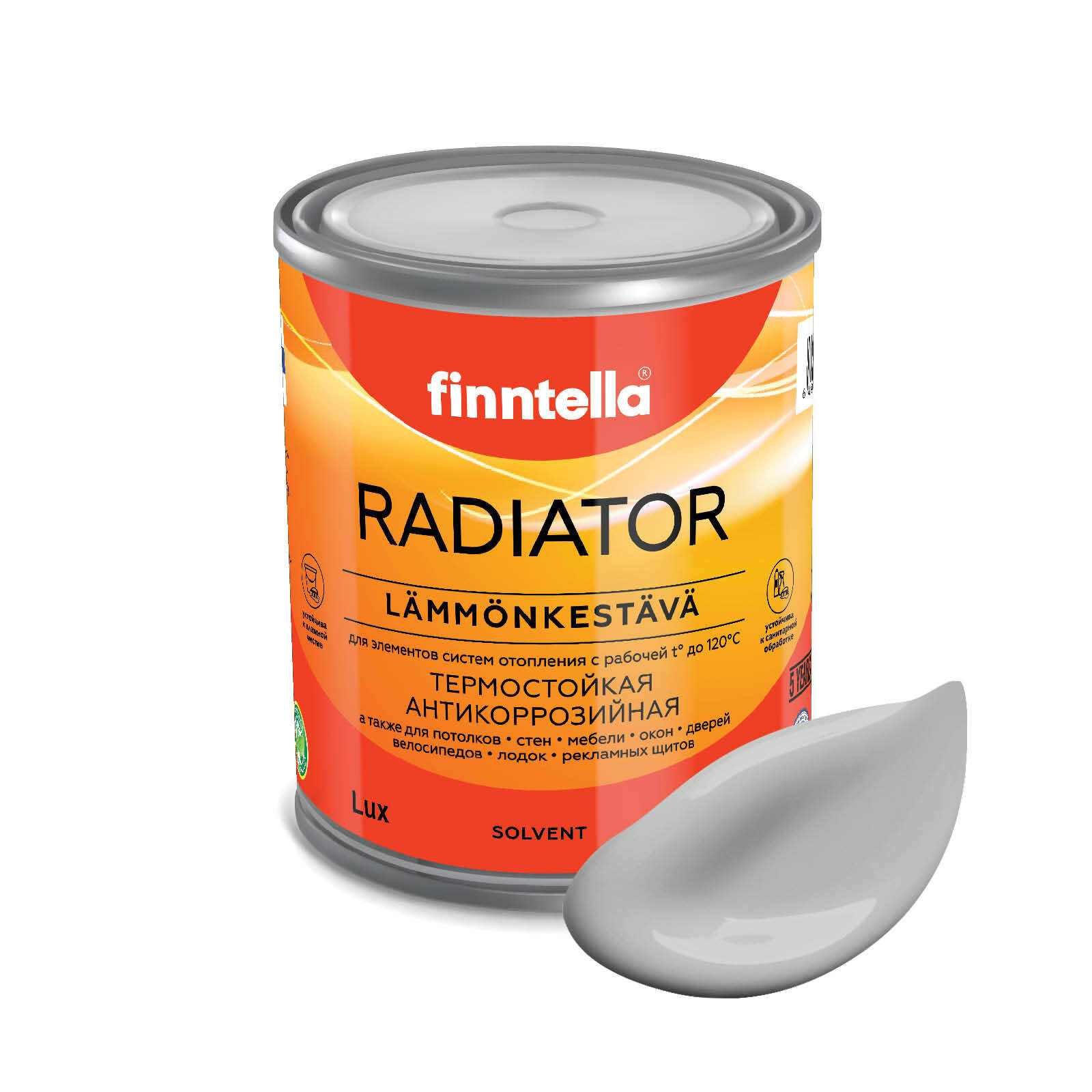 

Краска RADIATOR, SEITTI светло-серый, 0,9л, RADIATOR специализированная для батарей и радиаторов отопления