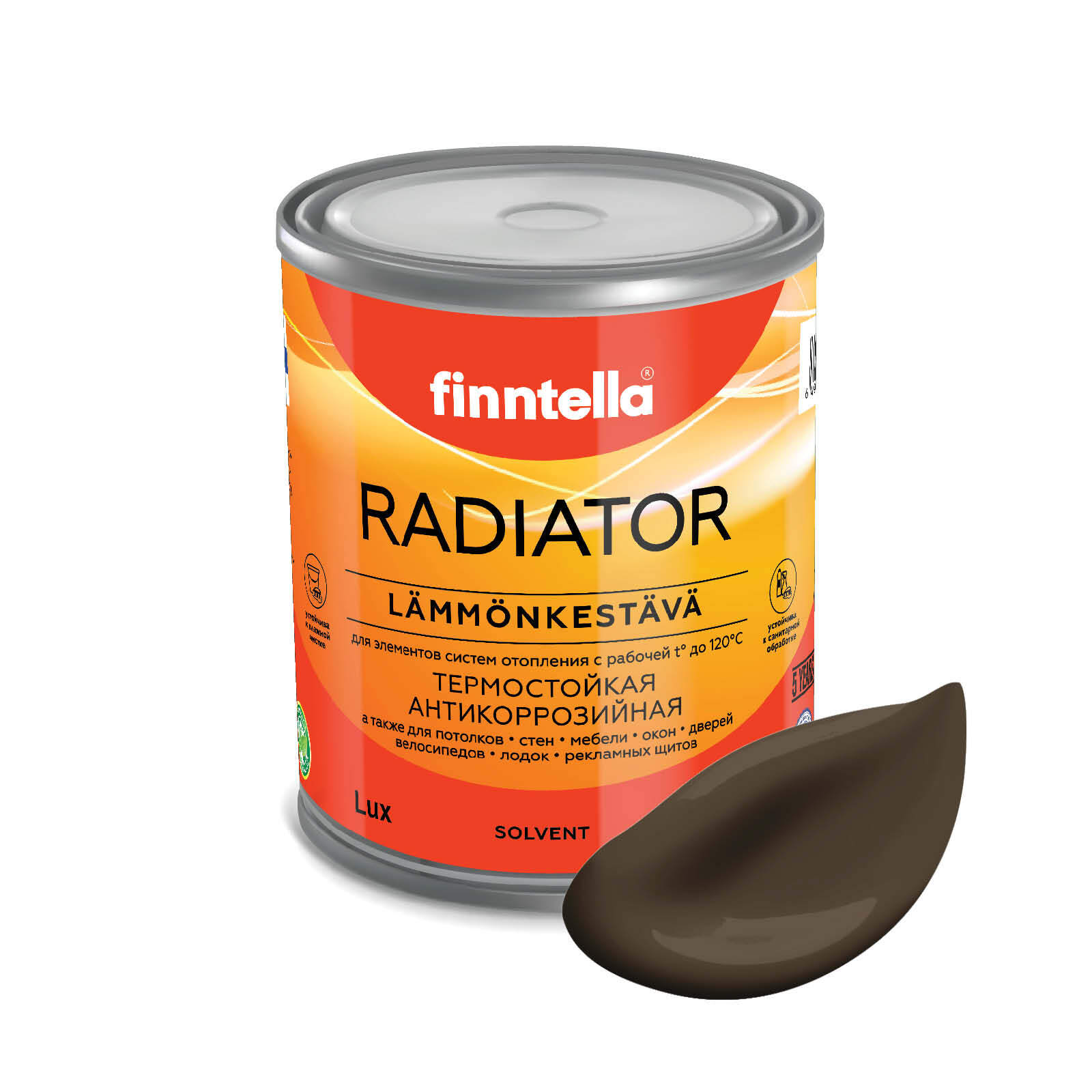 

Краска RADIATOR, SUKLAA коричневый, 0,9л, RADIATOR специализированная для батарей и радиаторов отопления