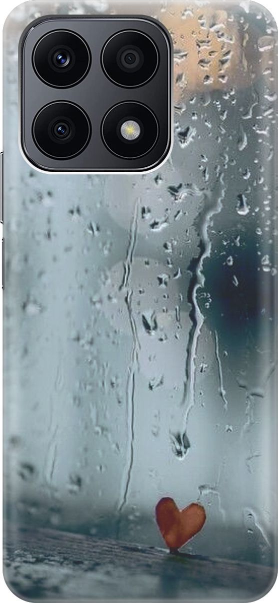 

Силиконовый чехол на Honor X8a с принтом "Сердечко на фоне дождя", Зеленый;красный, 158877