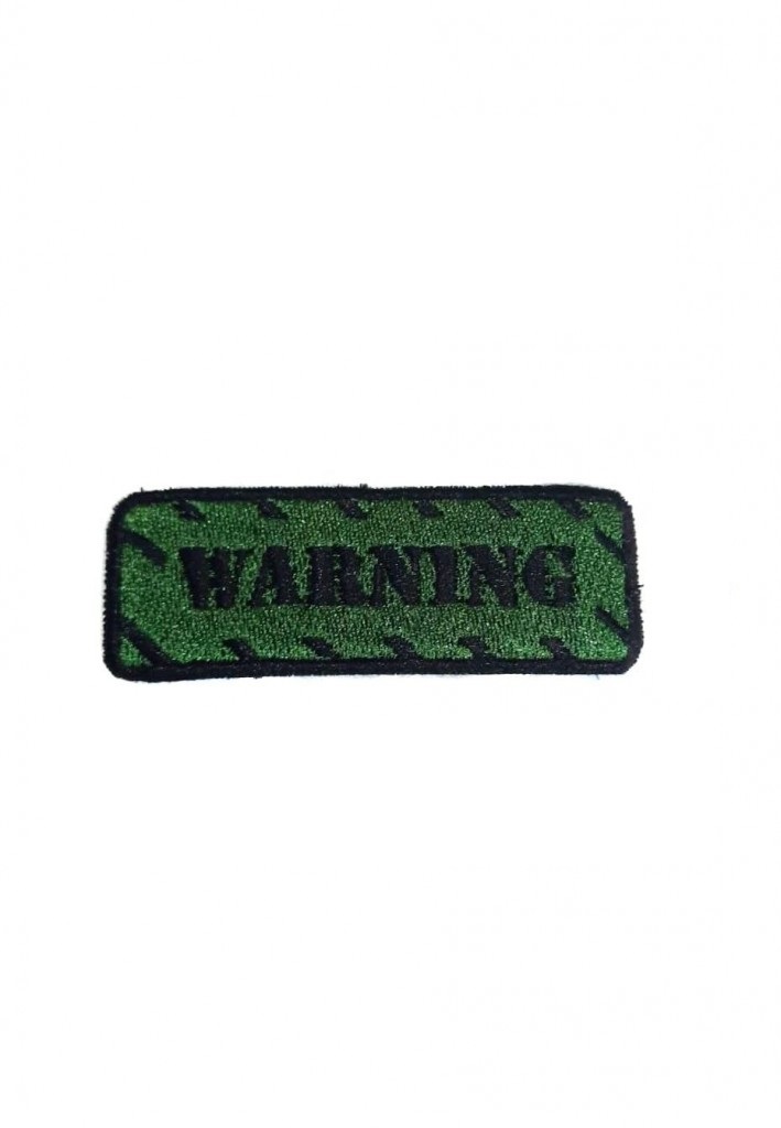 

Шеврон - нашивка термоклеевая Warning, 7.5х3 см, Зеленый;черный