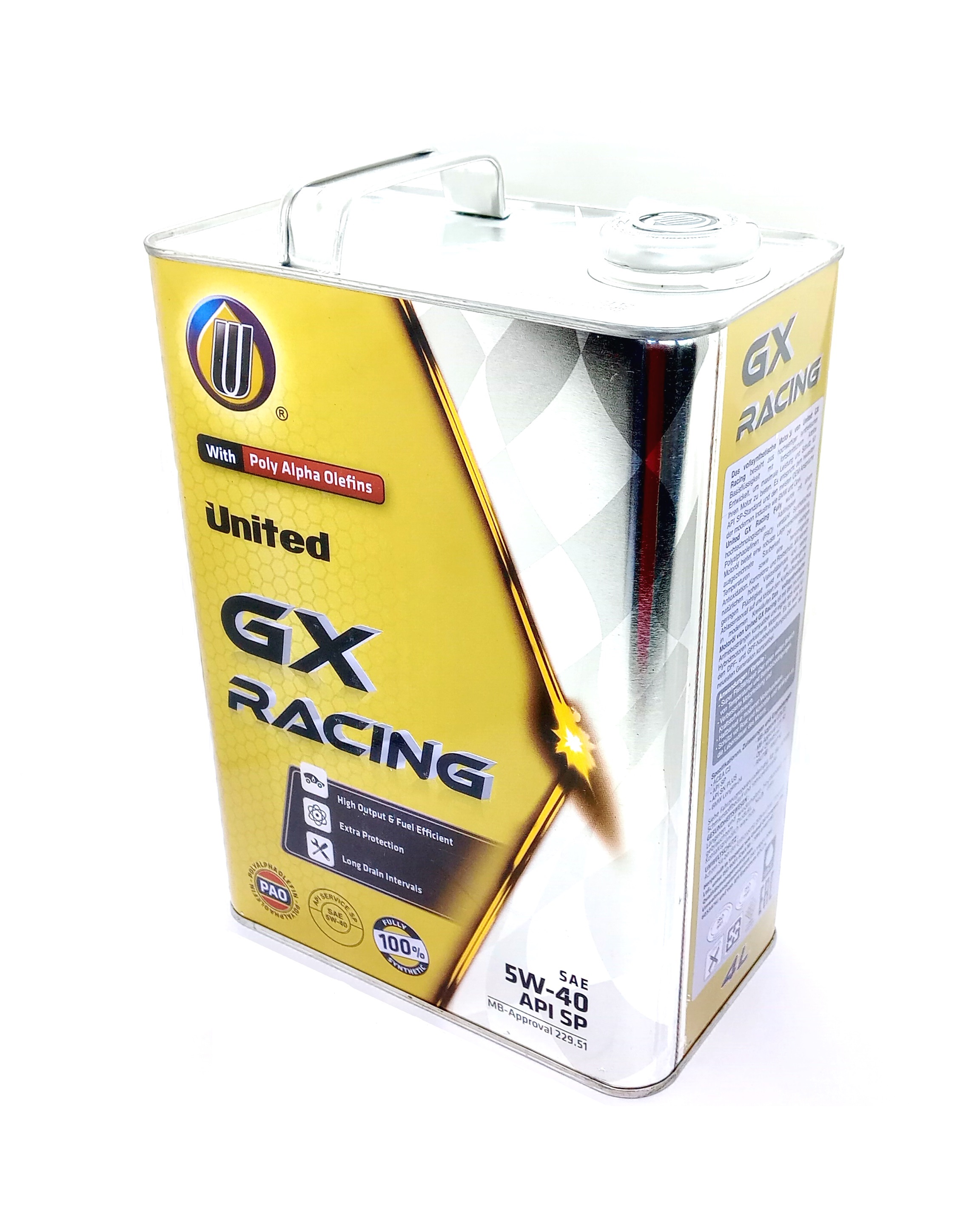 Масло моторное United Oil UNITED GX RACING 5W40 SP C3 229.51 PAO (4л)