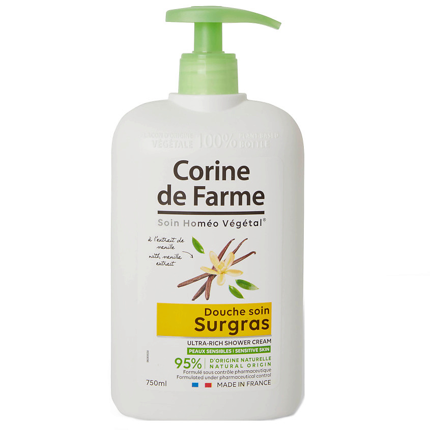 Крем для душа Corine de Farme ультра-насыщенный, с экстрактом ванили, 750 мл индол ультра фармгрупп для женского здоровья с экстрактом брокколи таблетки 50 шт