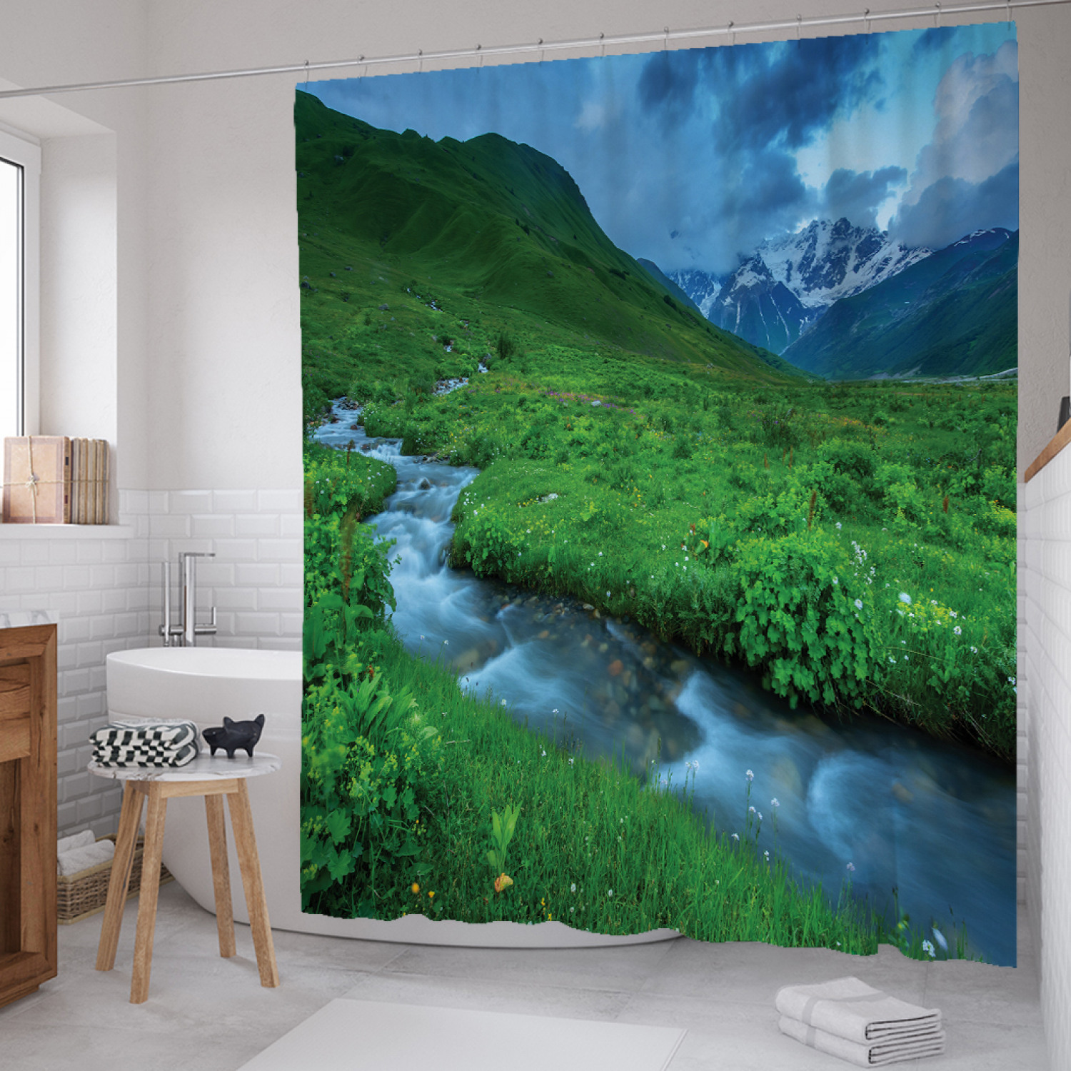 

Штора (занавеска) для ванной JoyArty "Стремительная река" из сатена, 180х200 см с крючками, Стремительная река