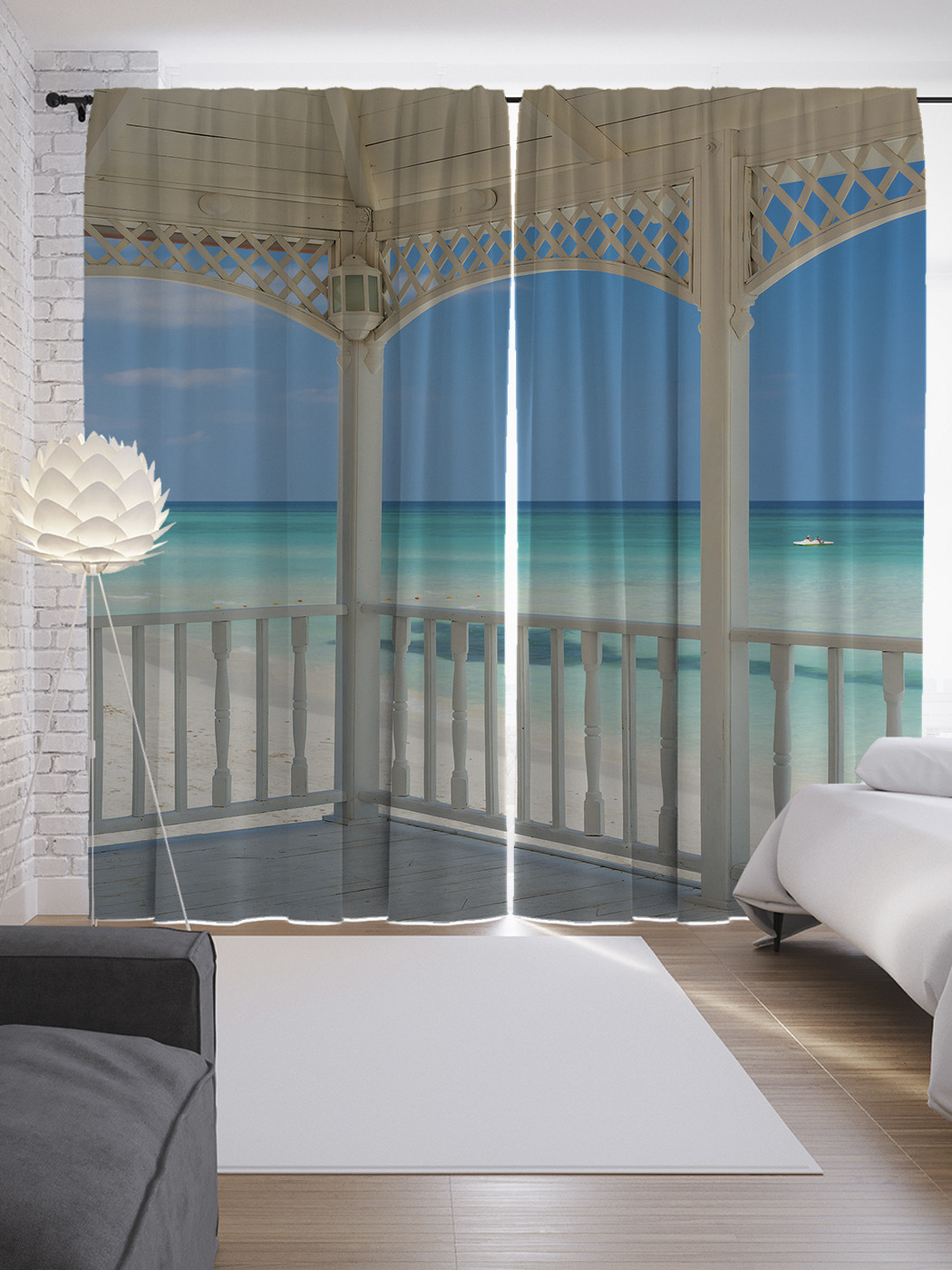 

Шторы JoyArty с фотопечатью "В тени навеса" из сатена, 290х265 см, В тени навеса