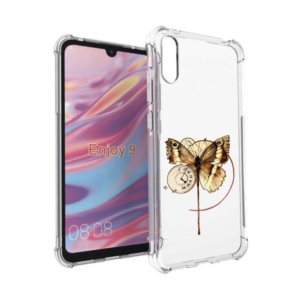 Чехол бампер MyPads старинные часы с бабочкой для Huawei Enjoy 9