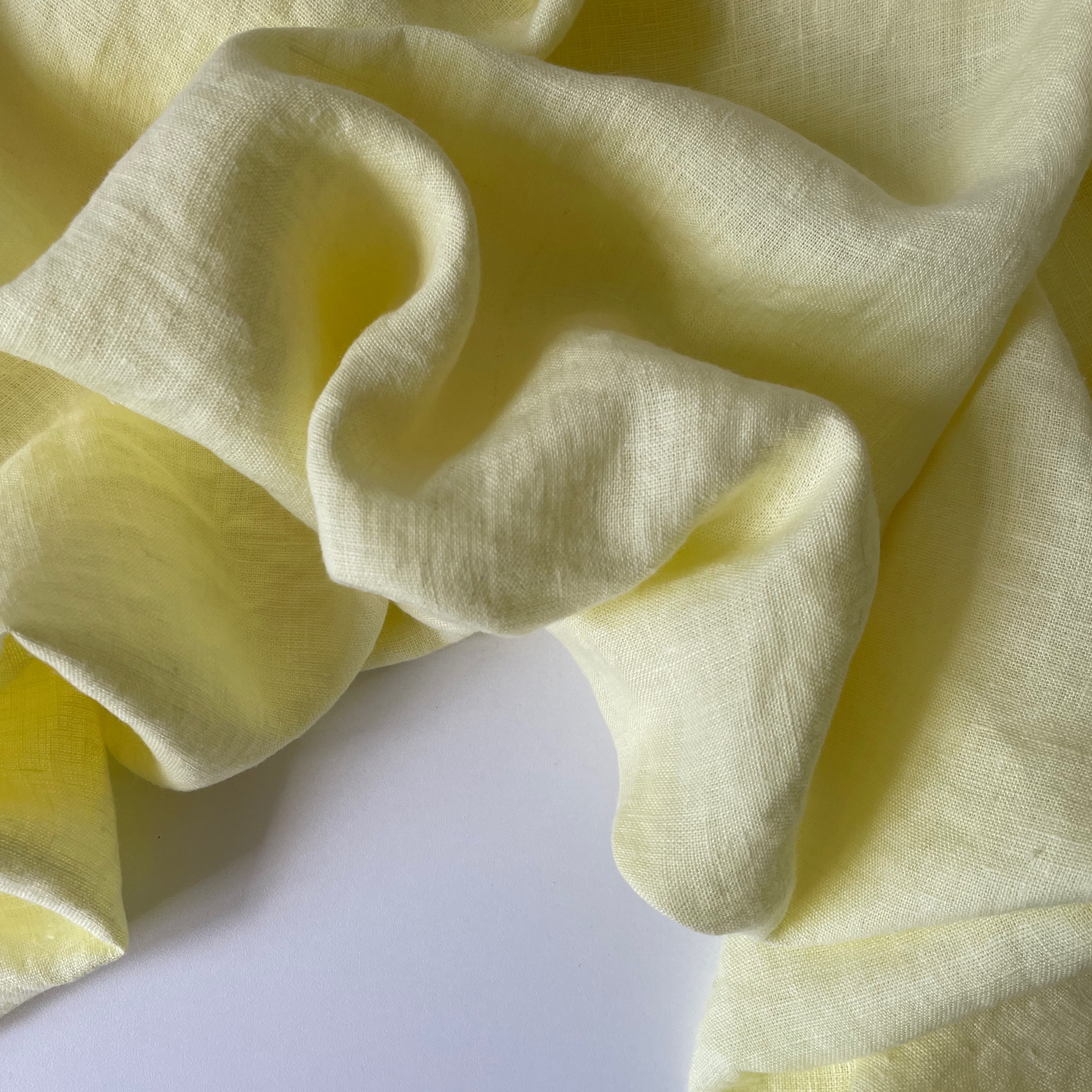 Ткань лен умягченный MamiMa fabric 04360 лимонный зефир, отрез 100x140 см